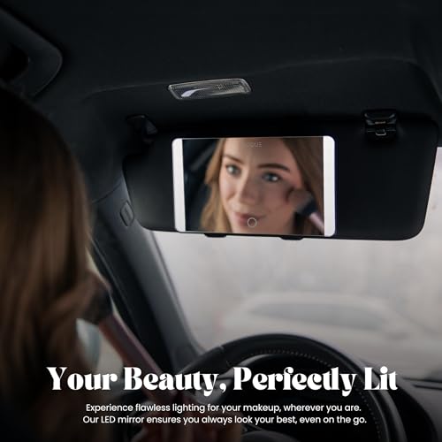 Rechargeable LED Sun Visor Mirror – 3 Dimmable Light Modes, - Product Imagery