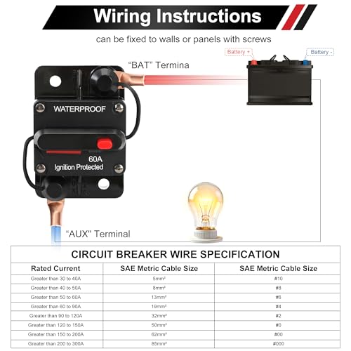 60 Amp Circuit Breaker for Boat Trolling Motor Marine ATV - Product Imagery