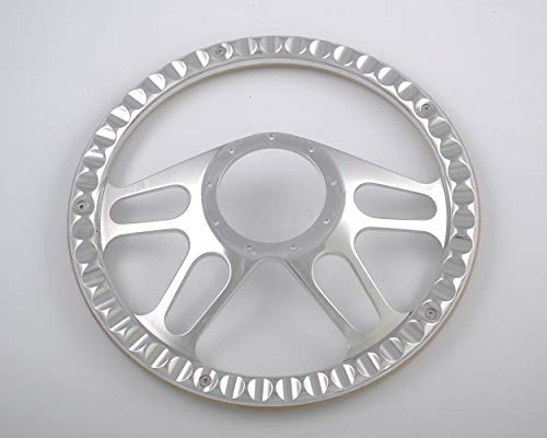Polished 14" BILLET 9 HOLE STEERING WHEEL KIT W/HORN BUTTON & - Product Imagery