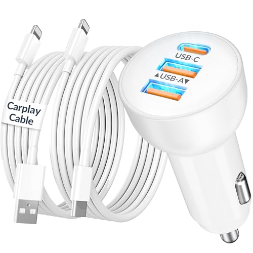 3-Port 70W Fast Car Charger for iPhone 14 13 12 11 Pro Max SE XR - Product Imagery