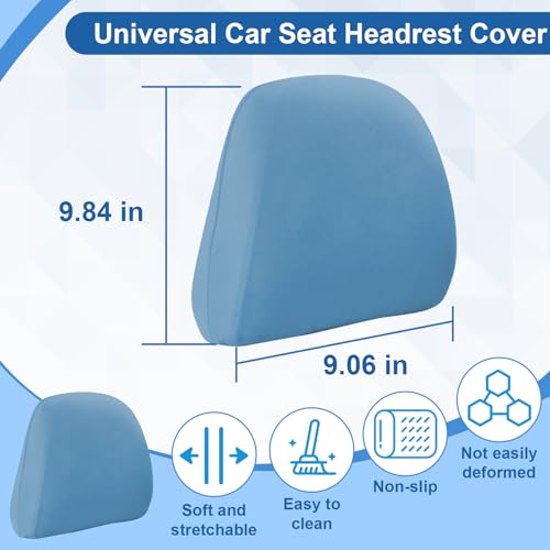 BFXM 2Pcs Car Seat Headrest Cover, Blue Flexible Car Headrest - Product Imagery