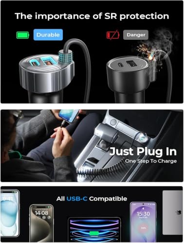 LISEN 90W for iPhone 17 16 15 Pro Max Car Charger USB C Fast - Product Imagery