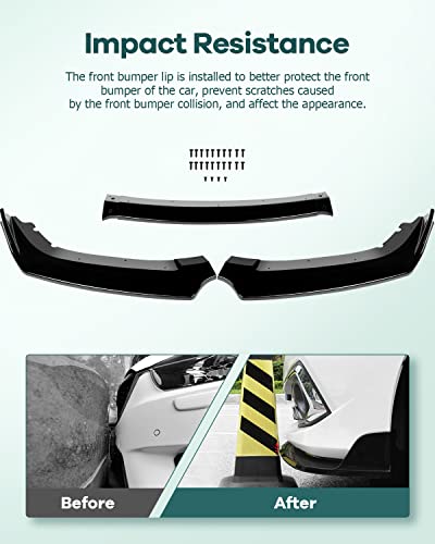 SCITOO 3PCS Black PP Front Bumper Body Kit Spoiler Chin Spoiler - Product Imagery