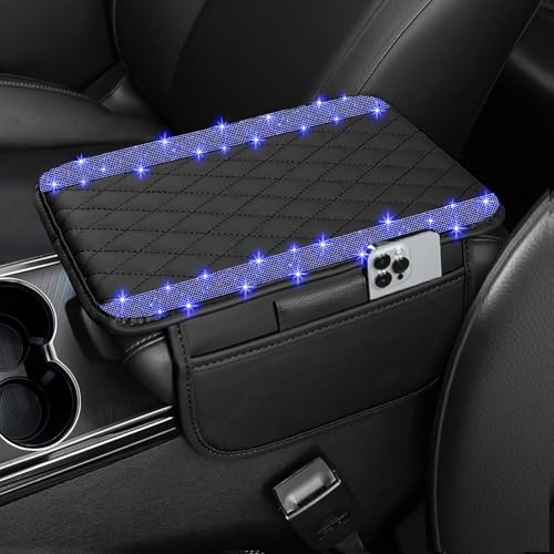 NBTEPEM Bling Car Center Console Cover, Leather Car Arm Rest - Product Imagery