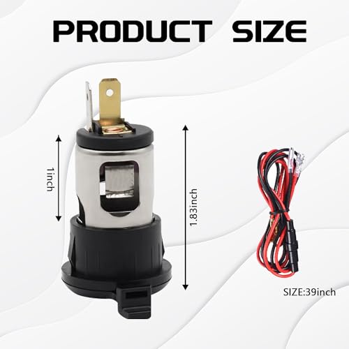 2PCS Cigarette Lighter Socket, 12V Car Cigarette Lighter Adapter - Product Imagery
