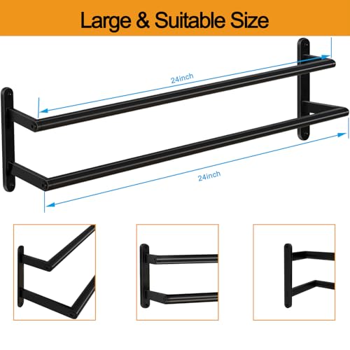 Double Towel Bar, 24Inch Towel Rack for Bathroom, Stainless - Product Imagery
