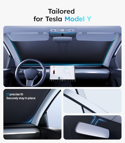 Wigoo for Tesla Model Y/YL 2020-2026 Windshield Sunshade, Keeps - Product Imagery