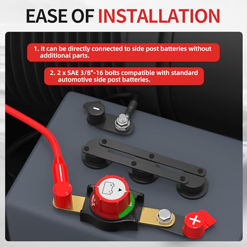 Joinfworld Side Post Battery Disconnect Switch 12V-48V 275A - Product Imagery