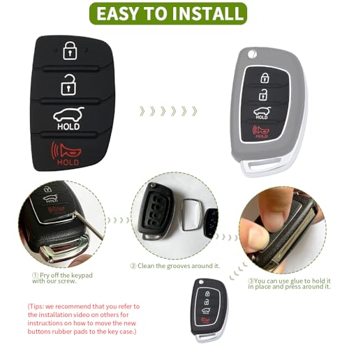 Key Fob Rubber Button Pad Replacement for Hyundai Santa Fe Sport - Product Imagery