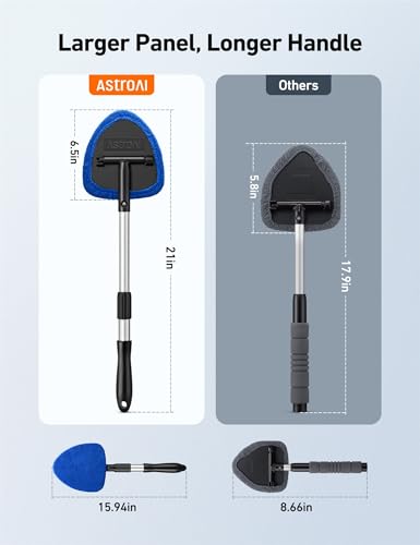 AstroAI 21" Extra-Long Windshield Cleaner Tool & Car Interior - Product Imagery