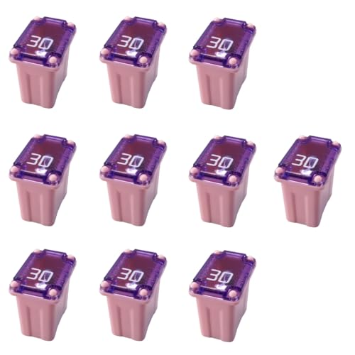 10PCS 30 Amp Car Micro Cartridge Fuses, Box Shaped, Pink - Product Imagery