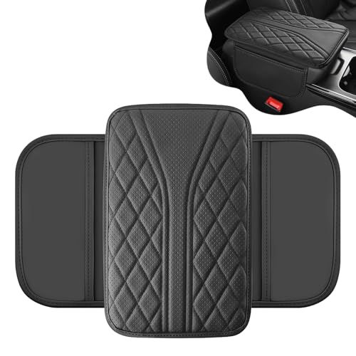 Car Center Console Cover with 2 Storage Bags, Leather Armrest - Product Imagery