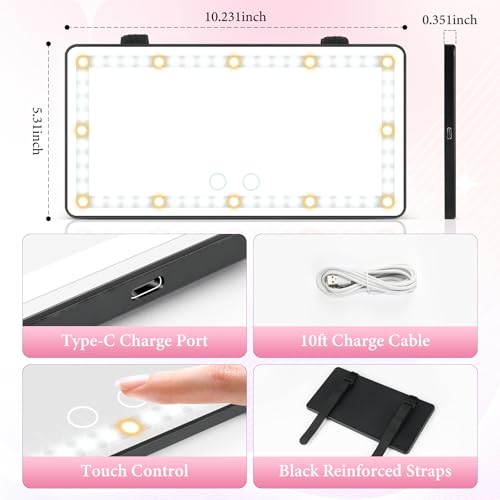 SINGARO Car Sun Visor Vanity Mirror - Rechargeable Makeup Mirror - Product Imagery