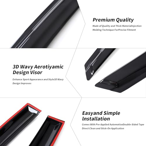 Outside Mount Window Visors Rain Guards for Honda Civic 4Dr - Product Imagery
