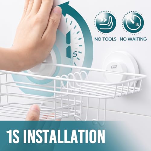 TAILI Shower Caddy Suction Cup with Hooks, No Drill Shower - Product Imagery