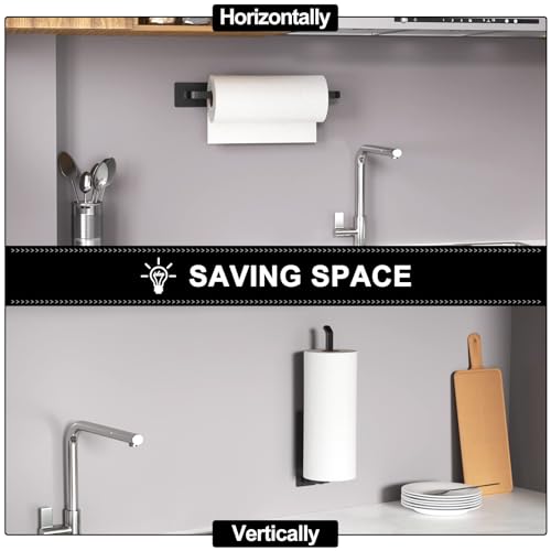 Paper Towel Holder Under Cabinet, Self-Adhesive or Drilling, - Product Imagery