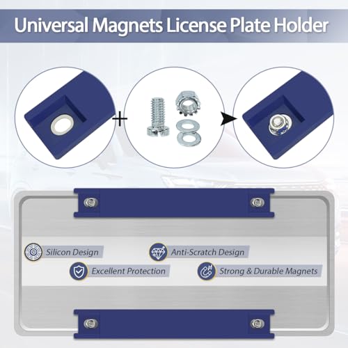 WFPOWER Magnetic License Plate Holder, 2 Pack Rubber Coated - Product Imagery