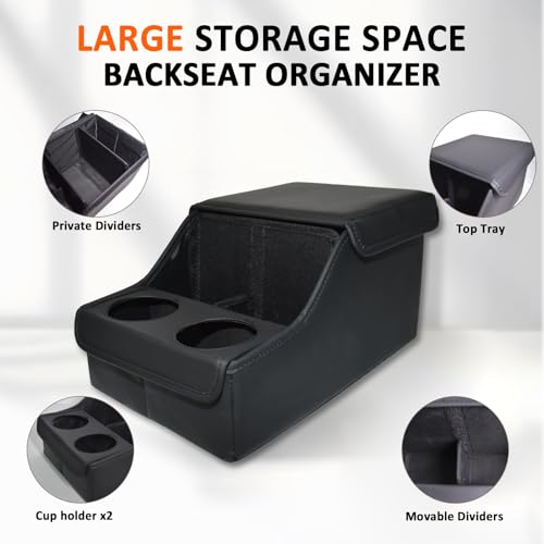 Backseat Car Organizer, Middle Seat Organizer Center Console Cup - Product Imagery