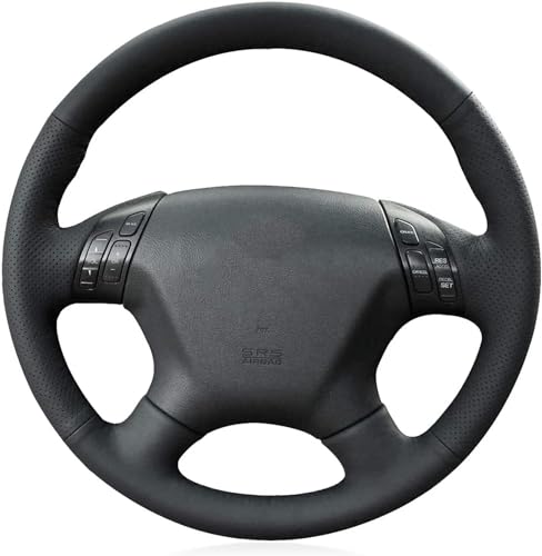 Loncky Black Genuine Leather Custom Fit OEM Car Steering Wheel - Product Imagery