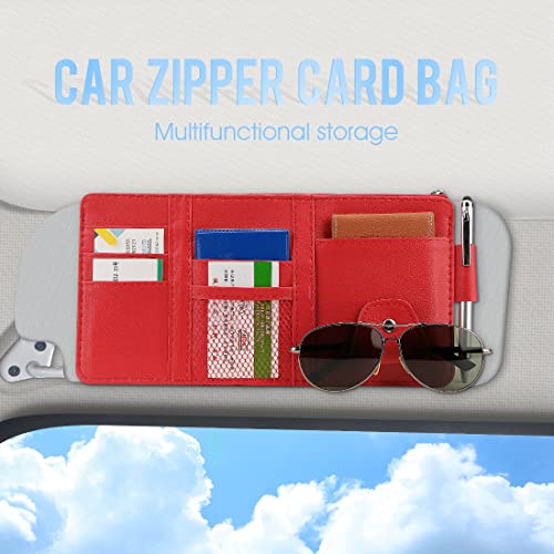 Red Car Sun Visor Organizer, Portable Card & Document Visor - Product Imagery
