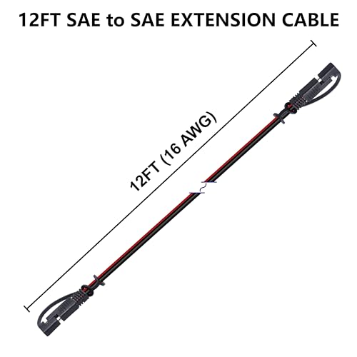 BFXM SAE Connector, SAE Extension Cable, 12v Quick Connect 12FT - Product Imagery