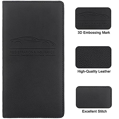 LumiMokki Premium Car Registration & Insurance Card Holder, Black - Product Imagery