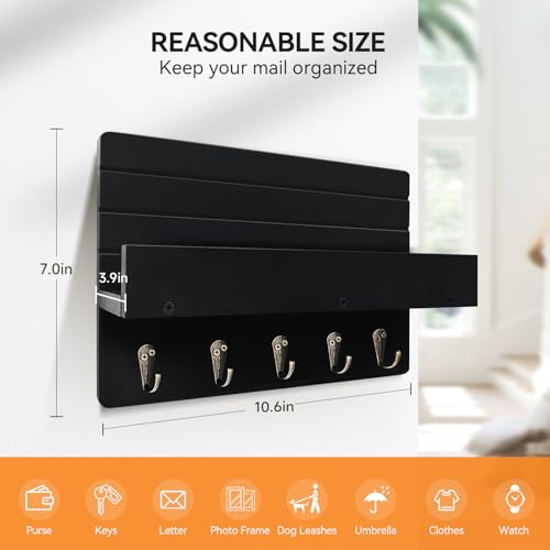 Key Holder Wall Mount, Decorative Key Rack with Shelf & 5 Sturdy - Product Imagery