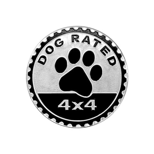 GLSOWEE Dogs Badge Rated Car Emblem, 4 x 4 3D Metal Car Badge - Product Imagery