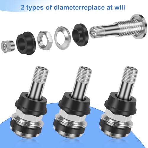 6-Pack TR416 Tire Valve Stems, High Pressure 200 PSI Tubeless - Product Imagery