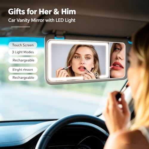 LED Car sun visor vanity mirror, equipped with 3x magnifying - Product Imagery