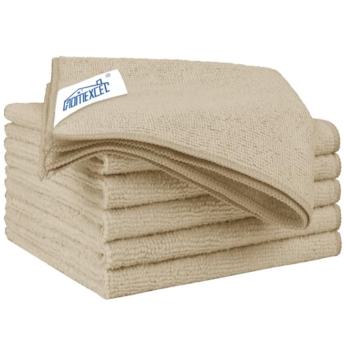 HOMEXCEL Brown Microfiber Cleaning Cloth 6 Pack 12.5 x 12.5 inch - Product Imagery