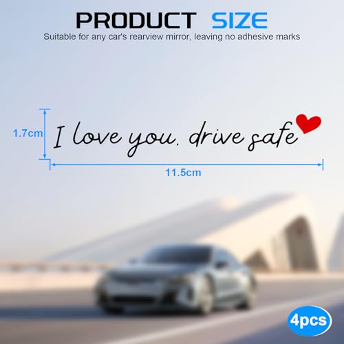 JUSTTOP 4PCS Car Decal,Decorative Rearview Mirror Sticker,I Love - Product Imagery