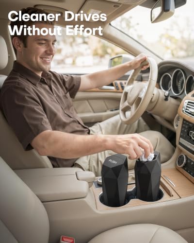 HOTOR Car Trash Can with Lid, Leakproof, Black, 2 Pack - Product Imagery