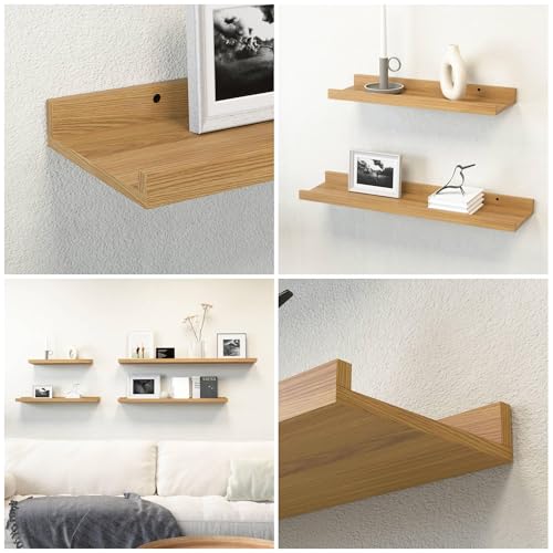 Boswillon Floating Shelves Set of 2, Small Wall Shelf with Lip, - Product Imagery