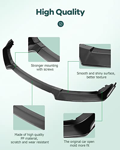 SCITOO 3PCS Black PP Front Bumper Body Kit Spoiler Chin Spoiler - Product Imagery