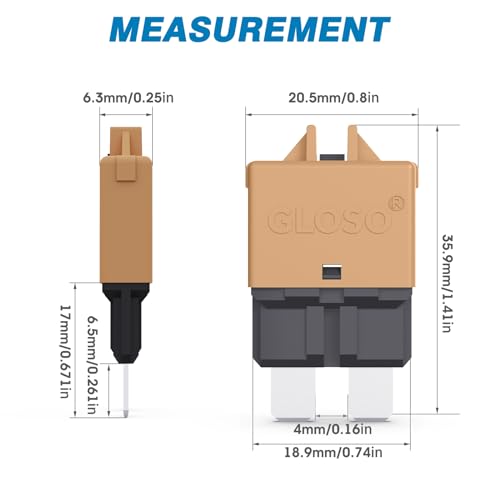 GLOSO Circuit Breaker E39 (T3) Manual Reset Fuse for Car Truck - Product Imagery