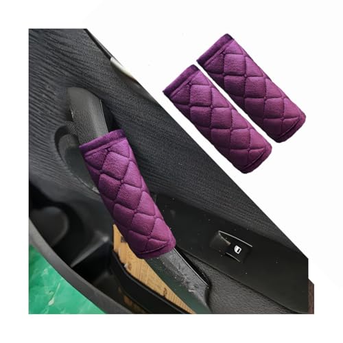 2PCS Car Grab Handle Covers Velvet Door Pull Protectors Purple - Product Imagery