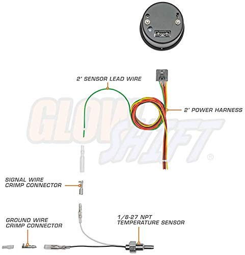 GlowShift Tinted 7 Color 260F Transmission Temp Gauge Kit, - Product Imagery