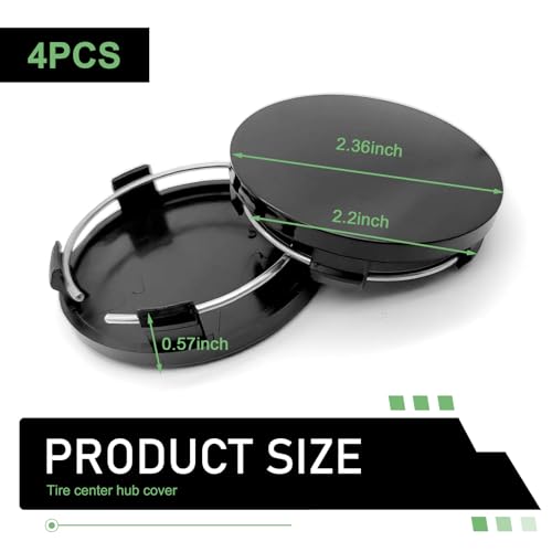 4PCS Car Wheel Center Caps, 60MM/2.36In OD 56MM/2.2In ID Center - Product Imagery