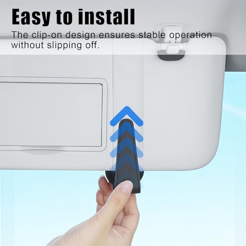 Sunglass Holder for Car Visor, Magnetic Leather Eyeglass Holder, - Product Imagery