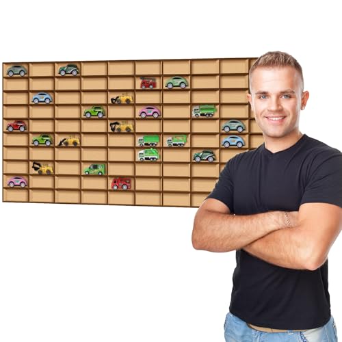 Menkxi 1 Pcs 110 Space Toy Car Display Case Wooden Wheels Shelf - Product Imagery