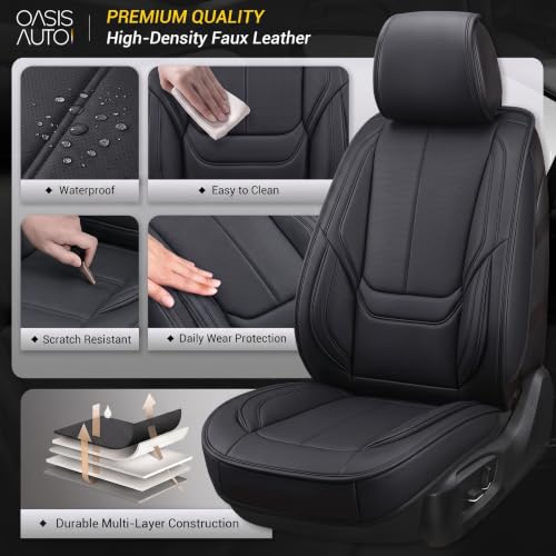 Seat Covers Full Set, Black Seat Covers for Cars 5 Seats, Car - Product Imagery