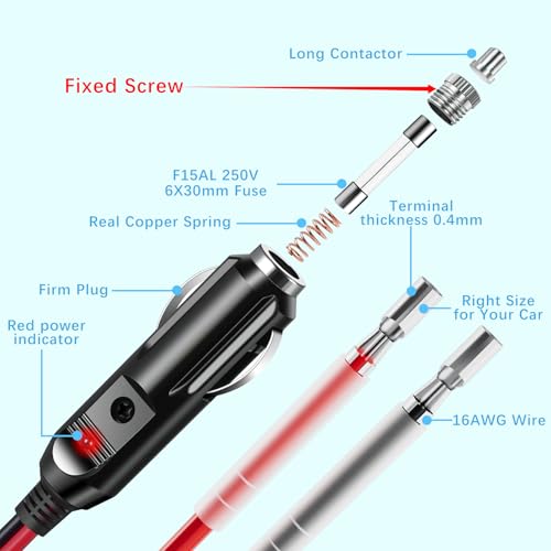 YONHAN Cigarette Lighter Male Plug 12V Fused Replacement 2 Pack - Product Imagery