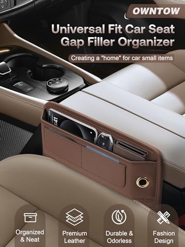 Universal Fit Premium Leather Car Seat Gap Filler Organizer, - Product Imagery