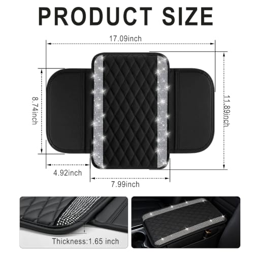 Bling Car Center Console Cover, Crystal Rhinestone Car Arm Rest - Product Imagery