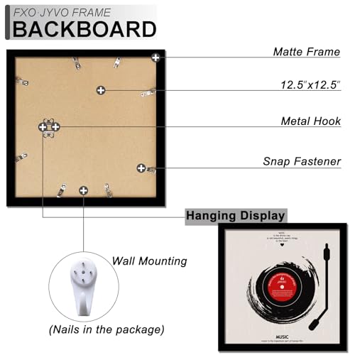Vinyl Record Frame Display for 12 inch LP with 12.5x12.5 Album - Product Imagery