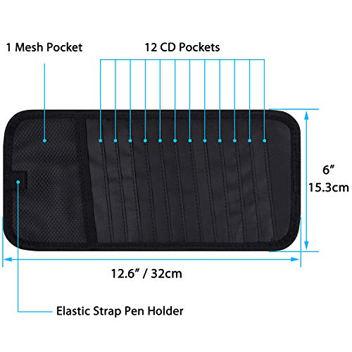 CD Visor Holder for Car, 12 DVD Sleeves Organizer Disc Storage - Product Imagery