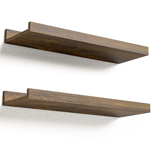 Boswillon Floating Shelves Set of 2, Small Wall Shelf with Lip, - Product Imagery