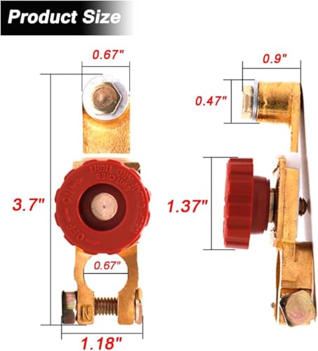 Top Post Battery Disconnect Switch, 12V/125A, Red - Product Imagery