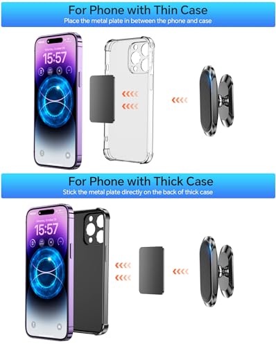 【2-Pack】 Magnetic Phone Holder for Car Dash【Strong Magnet】 - Product Imagery